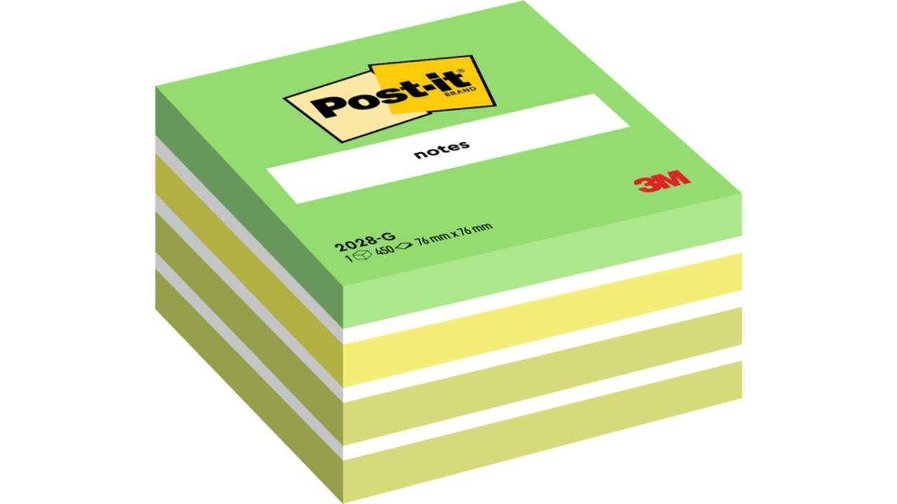 Memoblok Post-it 2028 76x76mm kubus pastel groen