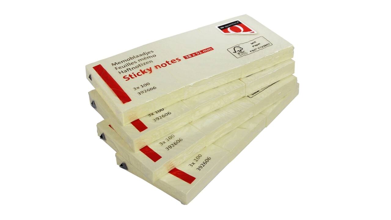 Memoblok Quantore 38x51mm geel 3 stuks