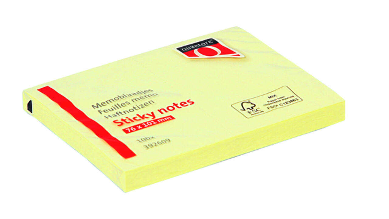Memoblok Quantore 76x101mm geel 100 vel