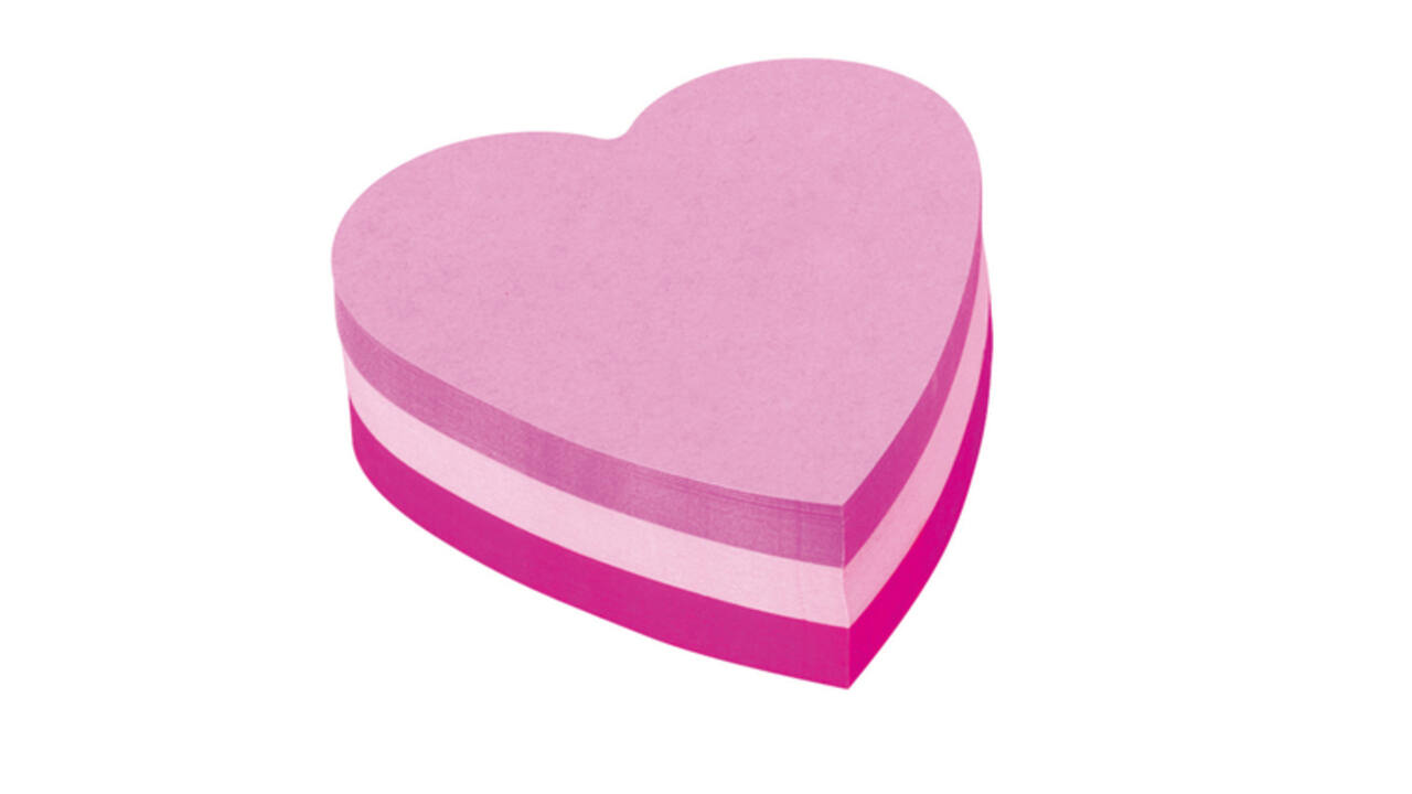 Memoblok Post-it Vormen 2007 70x70mm kubus hart roze
