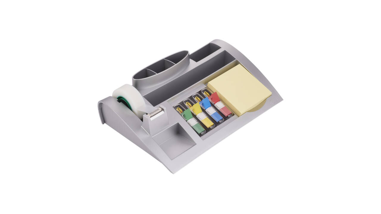 Bureau organiser Post-it C50 zilvergrijs incl inhoud
