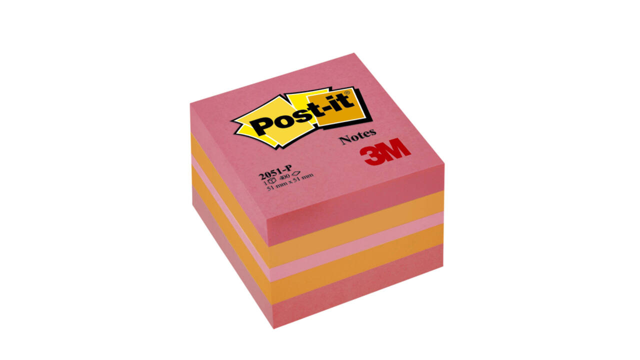 Memoblok Post-it 2051 51x51mm kubus roze