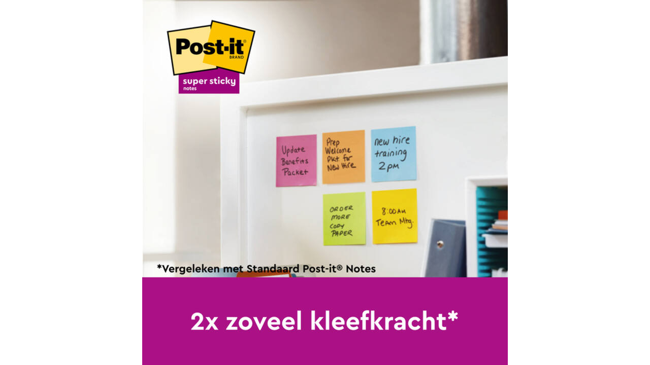 Memoblok Post-it 2028 Super Sticky 76x76mm kubus geel