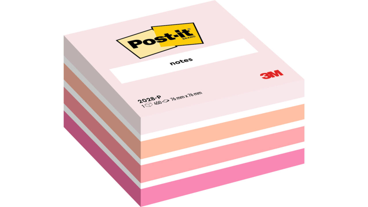 Memoblok Post-it 2028 76x76mm kubus pastel roze