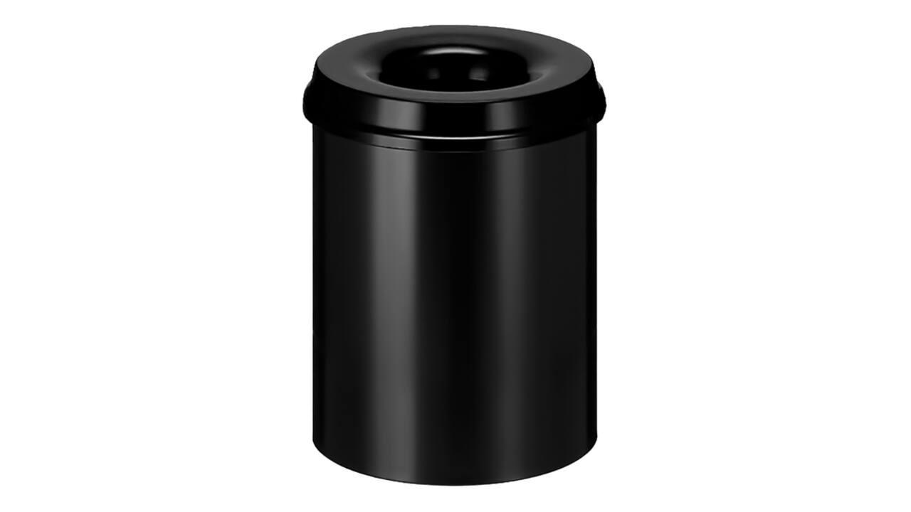 Papierbak met vlamdover Vepabins 15liter 26cm zwart