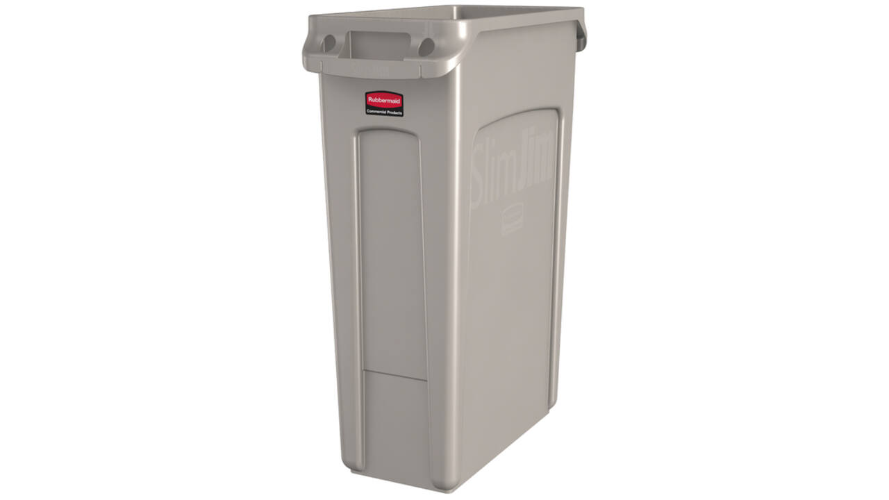 Afvalbak Rubbermaid Slim Jim Vented met luchtsleuven 87 liter grijs