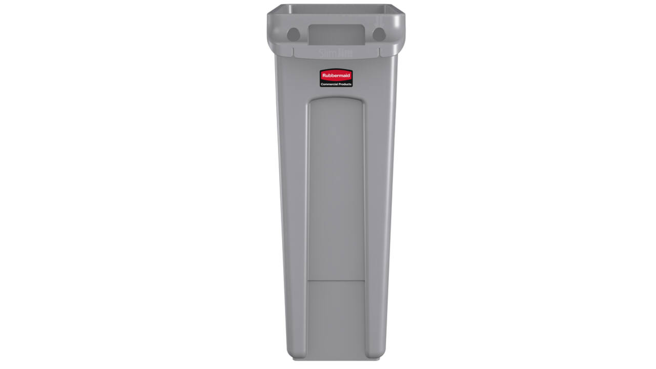 Afvalbak Rubbermaid Slim Jim Vented met luchtsleuven 87 liter grijs