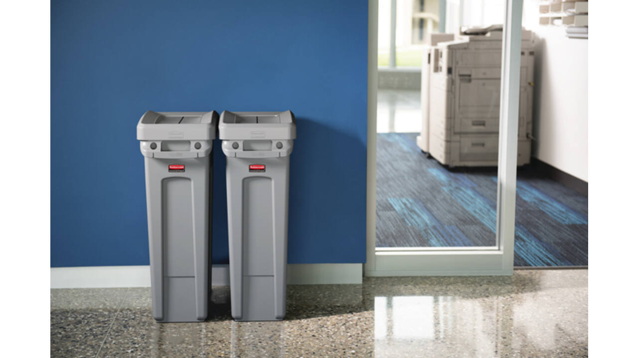 Deksel Rubbermaid Slim Jim Vented gesloten met swingsysteem grijs