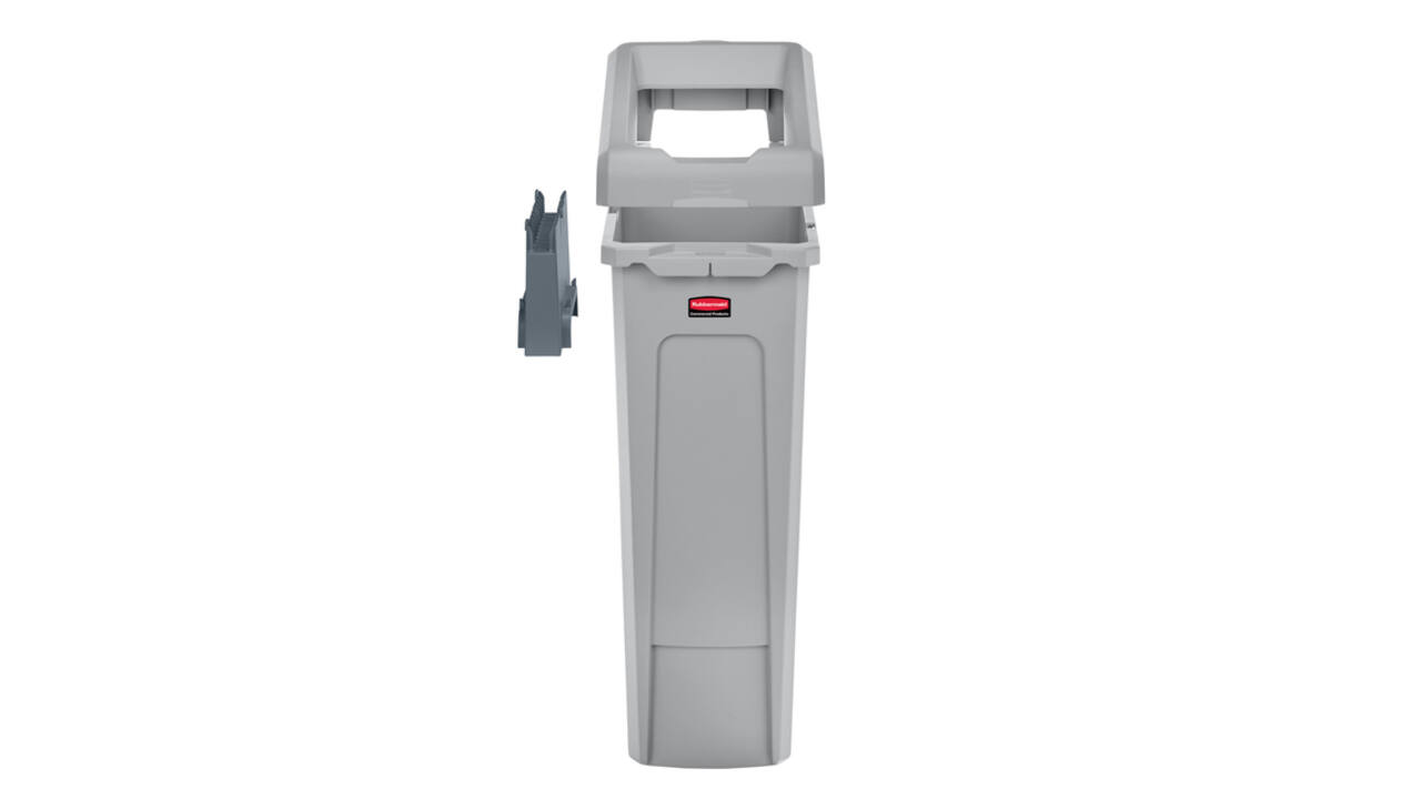 Afvalbak Rubbermaid Slim Jim Recyclestation starterset 87 liter grijs