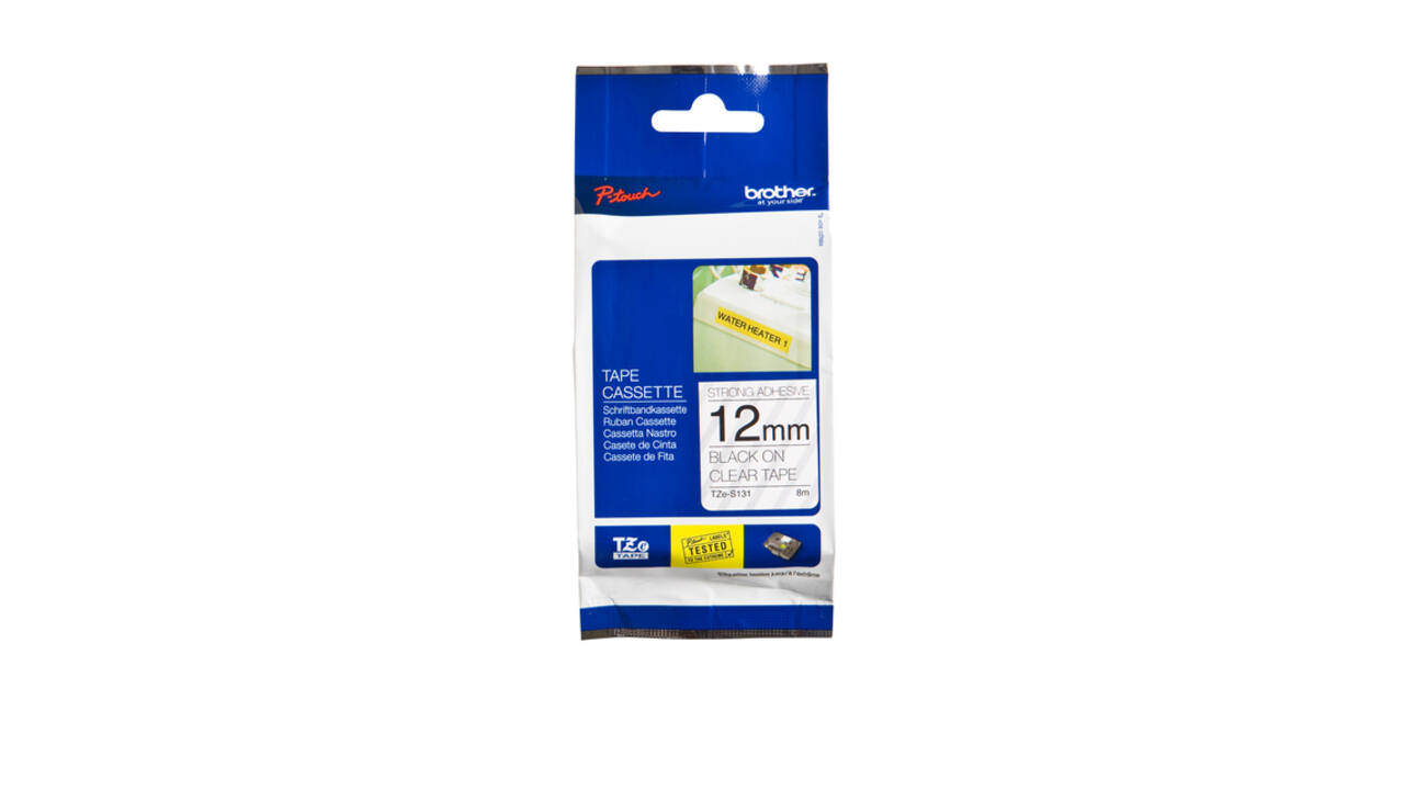 Labeltape Brother P-touch TZe-S231 extra sterk klevend 12mm zwart op wit