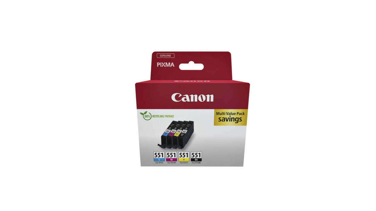 Inktcartridge Canon CLI-551 zwart + 3 kleuren