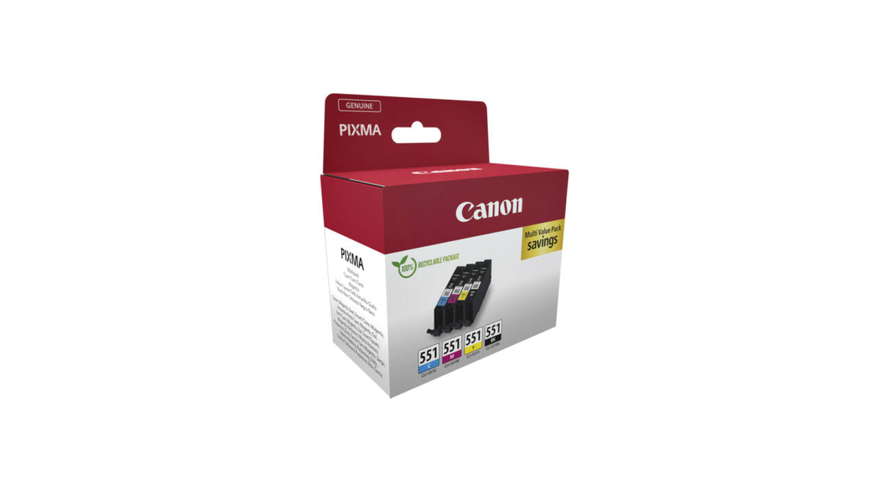 Inktcartridge Canon CLI-551 zwart + 3 kleuren
