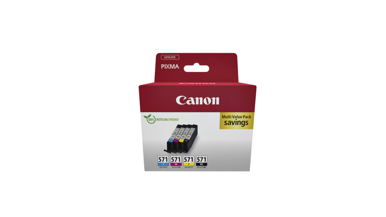 Inktcartridge Canon CLI-571 zwart + 3 kleuren