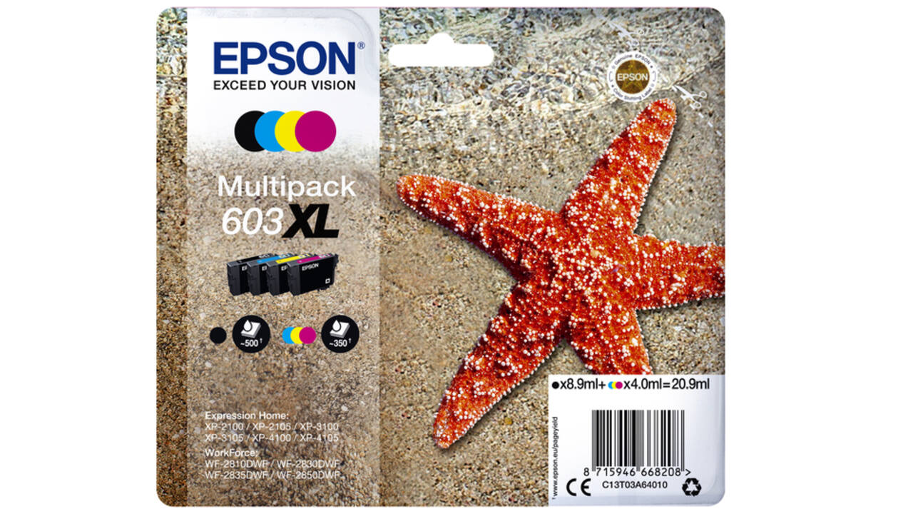 Inktcartridge Epson 603XL T03A6 zwart + 3 kleuren