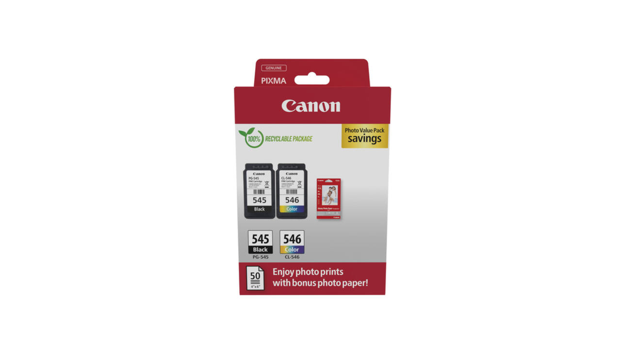 Inktcartridge Canon PG-545 CL-546 zw + kl + papier