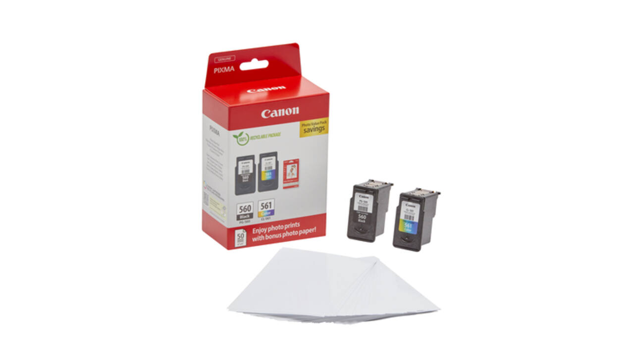 Inktcartridge Canon PG-560 CL-561 zw + kl + papier