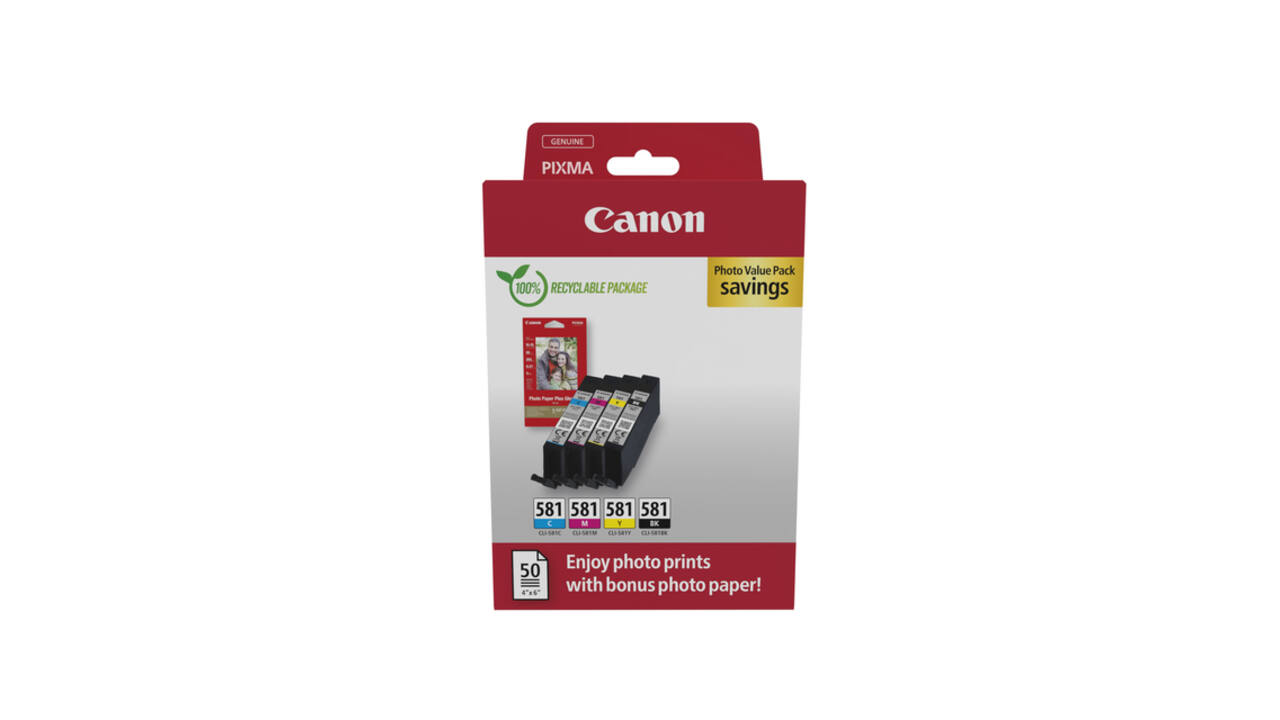 Inktcartridge Canon CLI-581 zwart + 3 kleuren