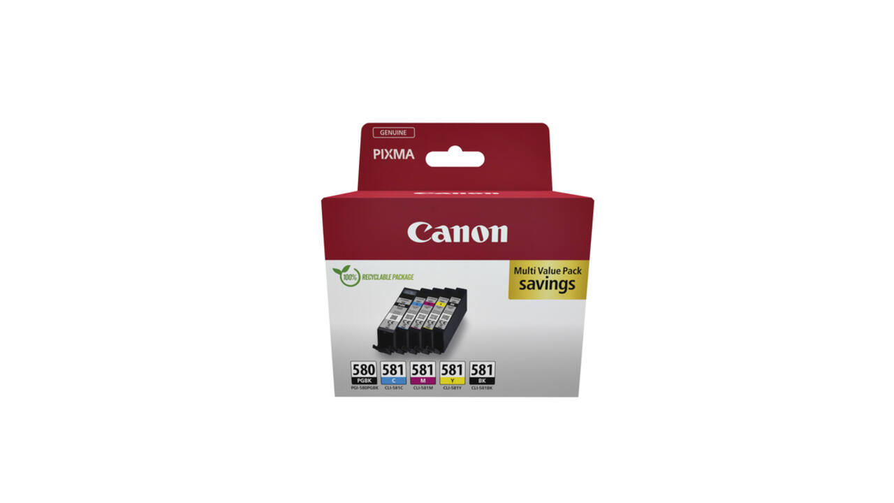 Inktcartridge Canon PGI-580 + CLI-581 2x zwart + 3 kleuren