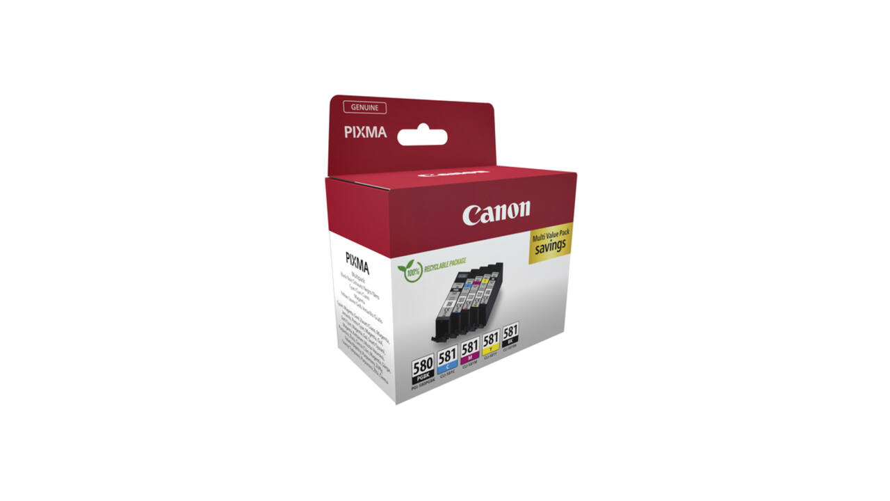 Inktcartridge Canon PGI-580 + CLI-581 2x zwart + 3 kleuren