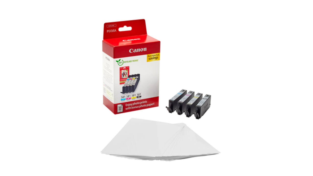 Inktcartridge Canon CLI-581 4 kleuren + papier