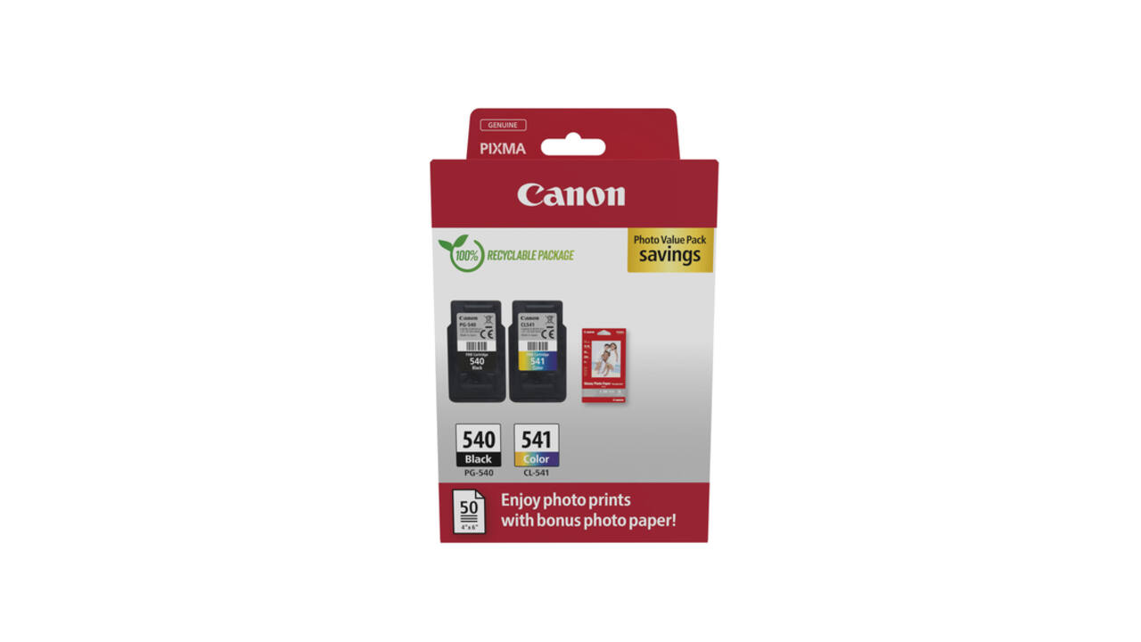 Inktcartridge Canon PG-540 CL-541 zw + kl + papier