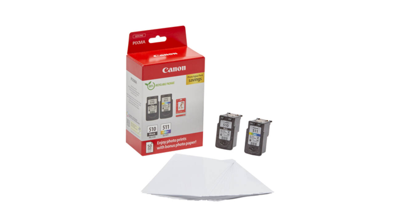 Inktcartridge Canon PG-510 CL-511 zw + kl + papier