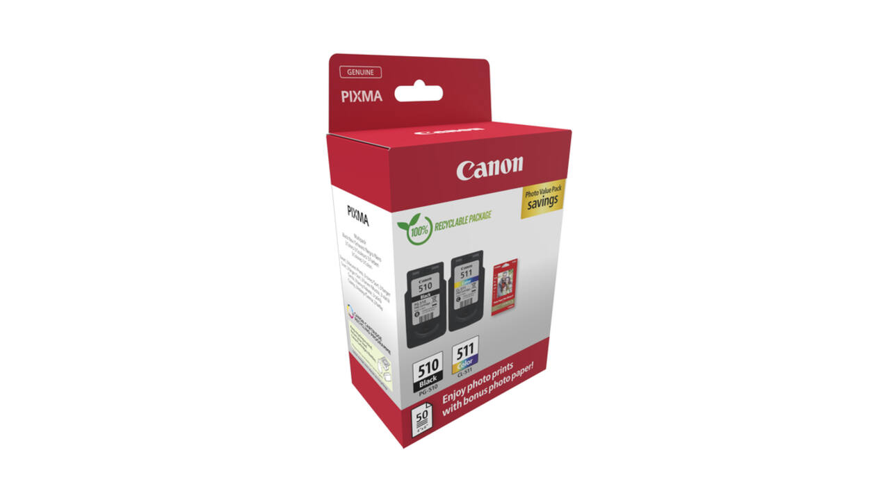 Inktcartridge Canon PG-510 CL-511 zw + kl + papier