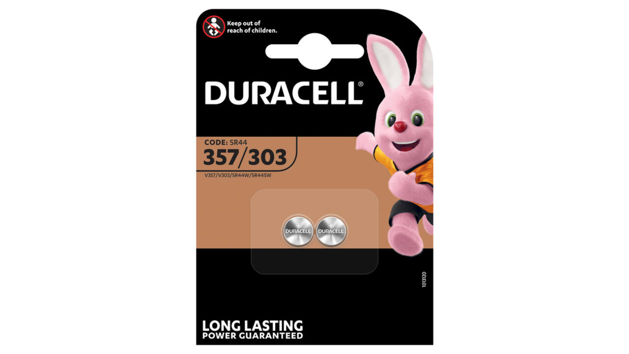 Batterij Duracell knoopcel 2x357/303 zilver oxide Ø11,6mm 2 stuks
