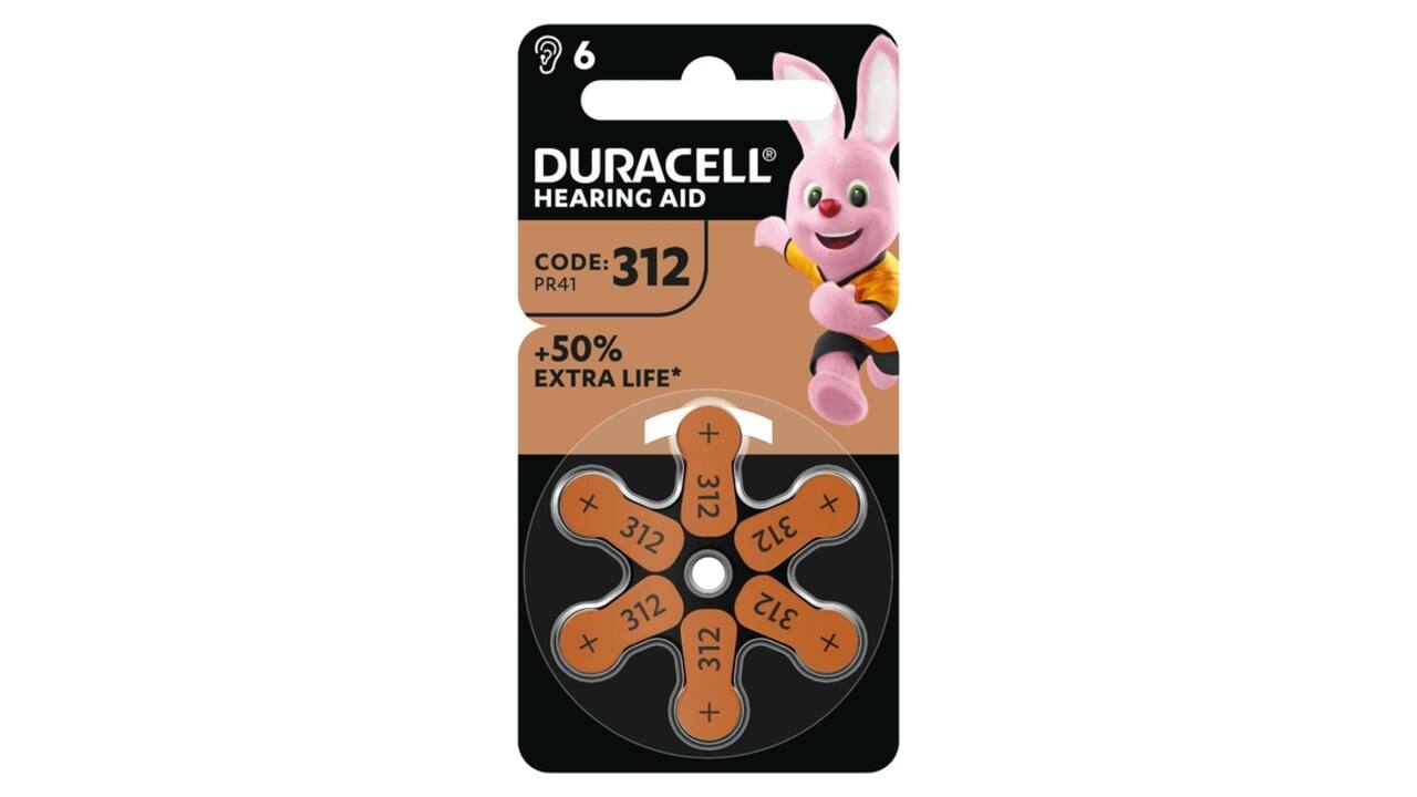 Batterij Duracell Hearing DA312 Ø7,9mm 180mAh 6 stuks