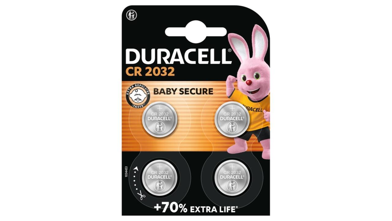 Batterij Duracell knoopcel 4xCR2032 lithium Ø20mm 3V-180mAh