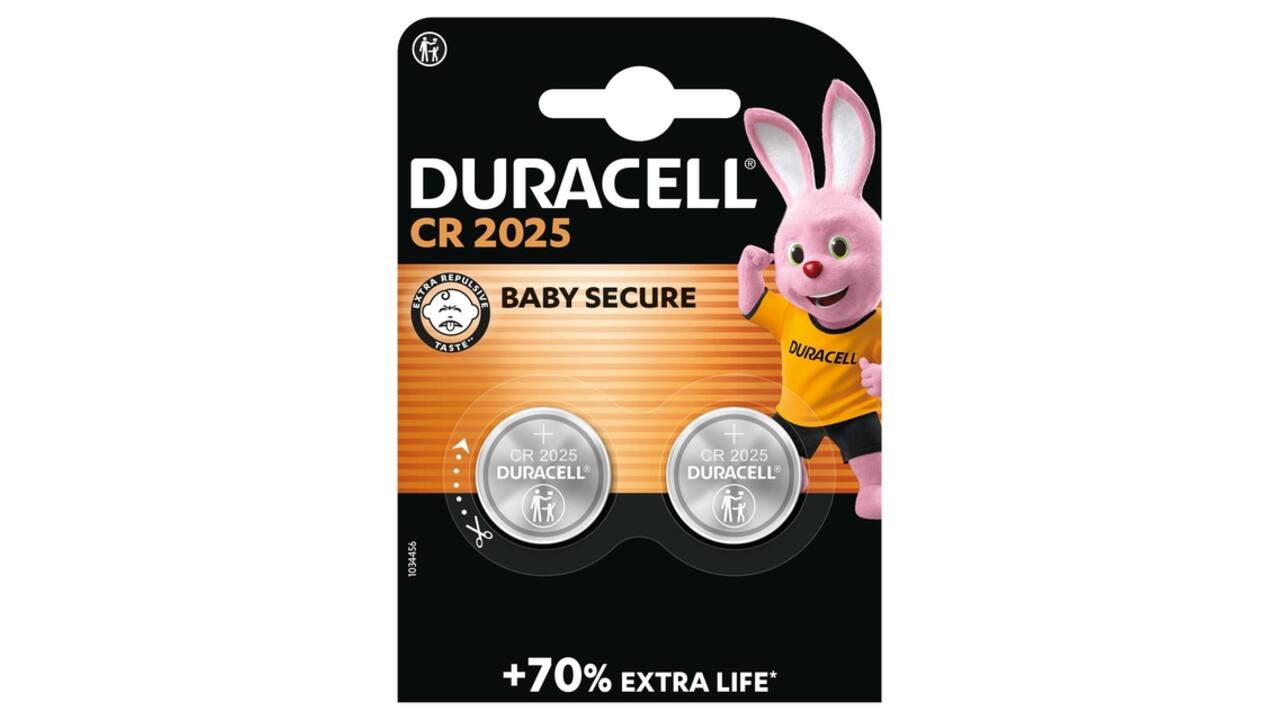 Batterij Duracell knoopcel 2xCR2025 lithium Ø20mm 3V-170mAh