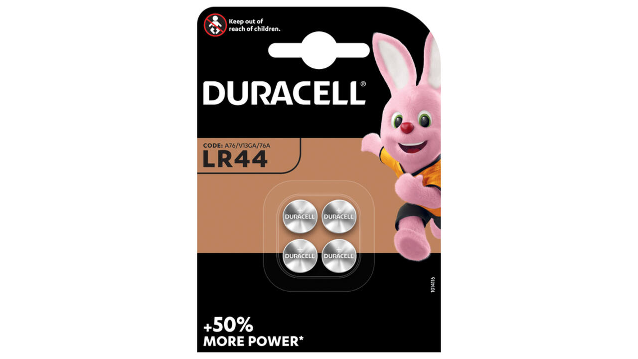 Batterij Duracell knoopcel 4xLR44 alkaline Ø11,6mm