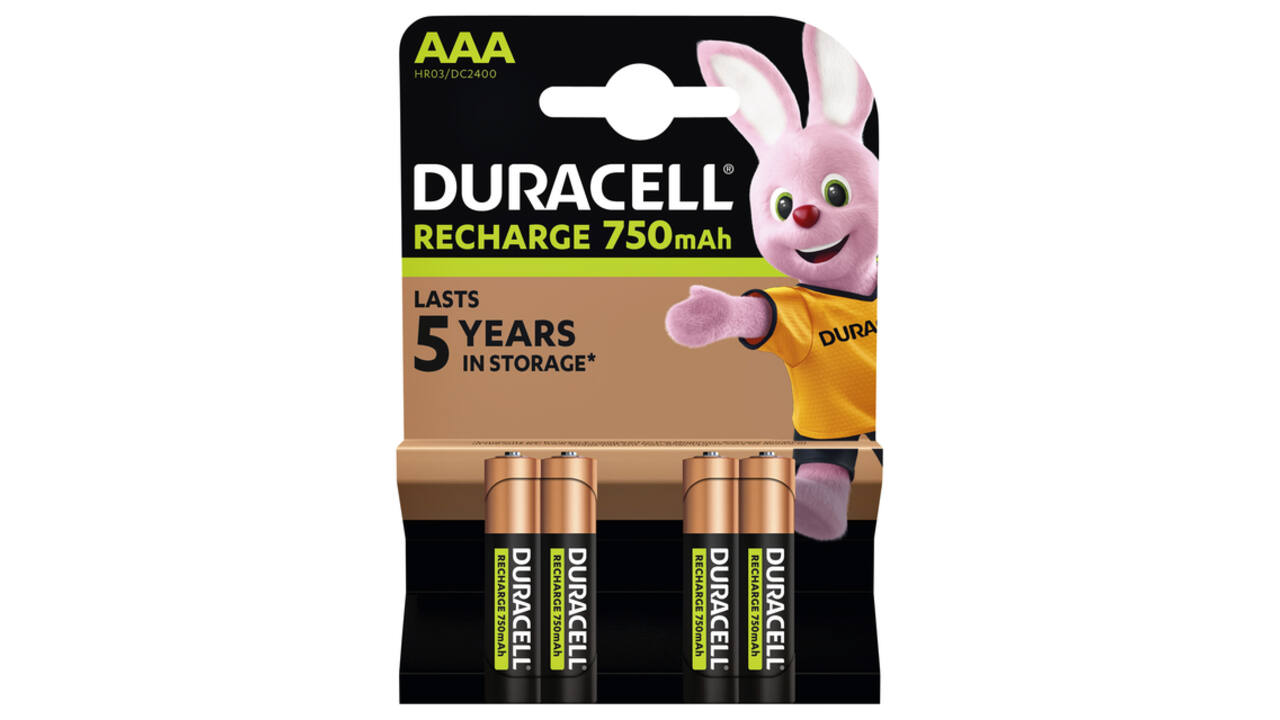 Batterij oplaadbaar Duracell 4x AAA 750mAh Plus