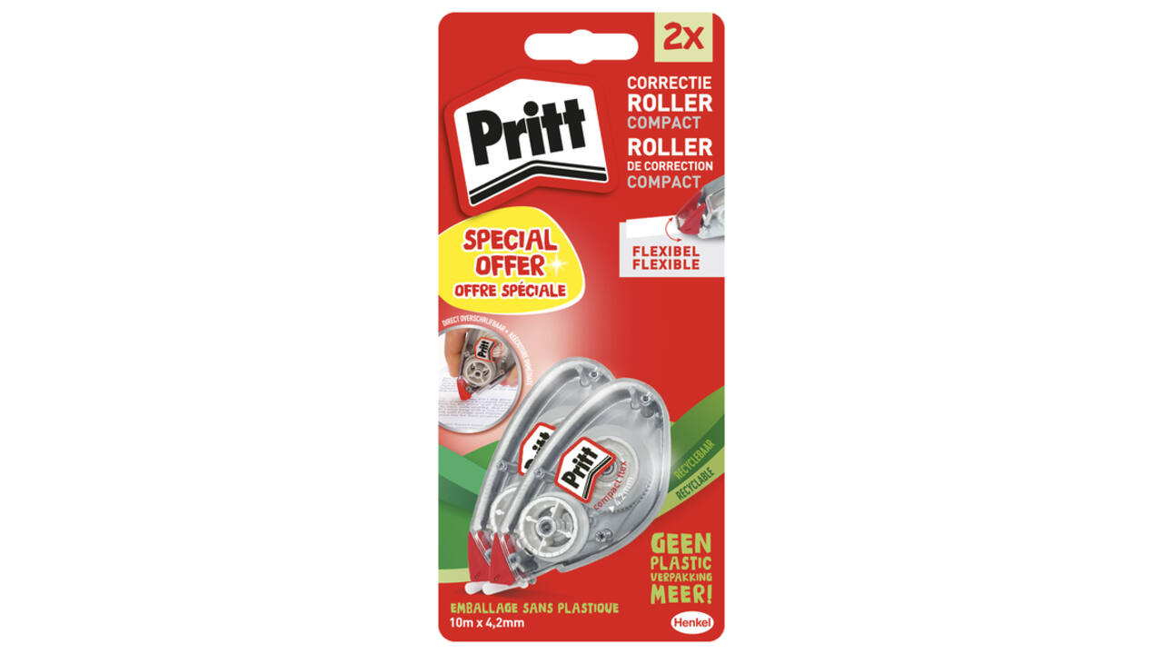 Correctietape Pritt Compact Flex 4.2mmx10m blister à 2 stuks
