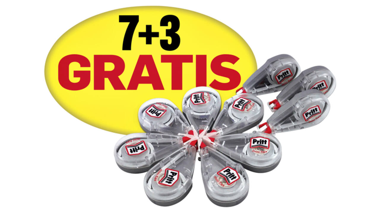 Correctietape Pritt Mini Flex 4.2mmx7m promo pack à 7+3 gratis