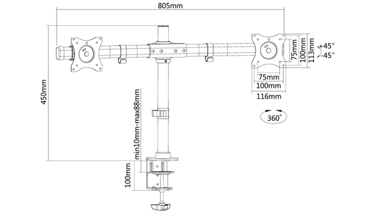 Monitorarm Neomounts DCB100 10-27" zwart
