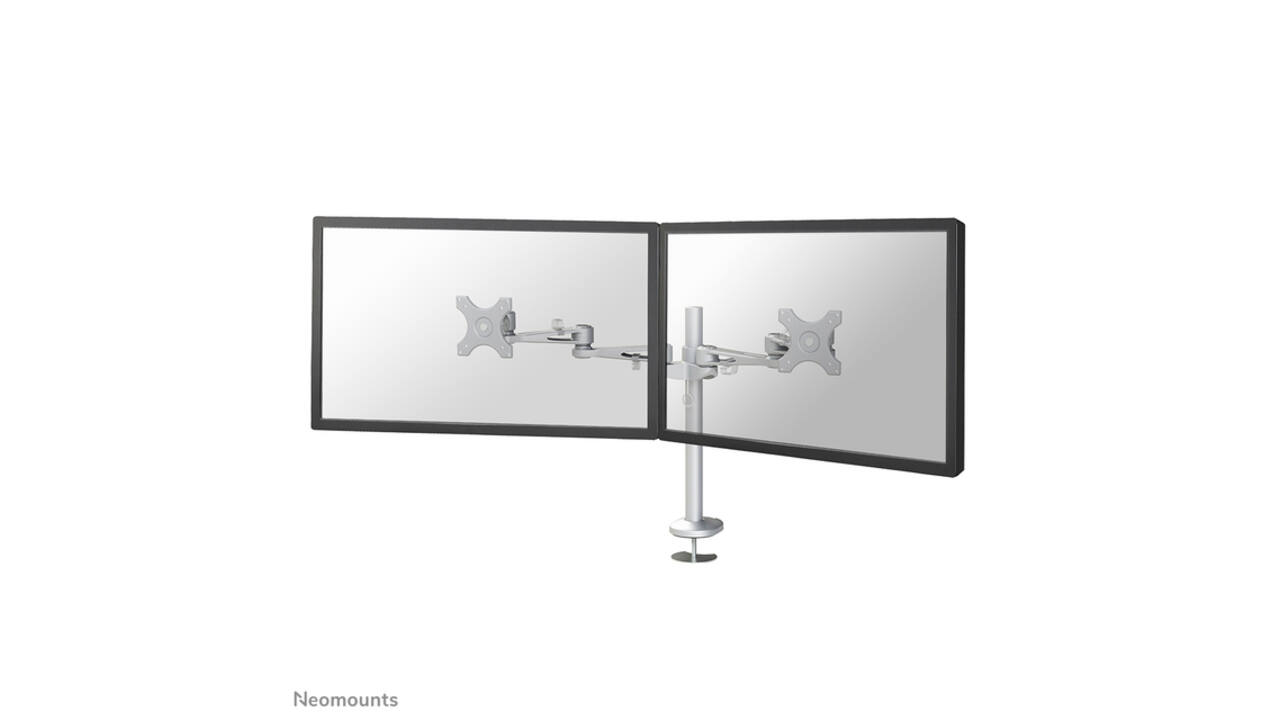 Monitorarm Neomounts D935DG 2x10-27" doorvoer zilvergrijs