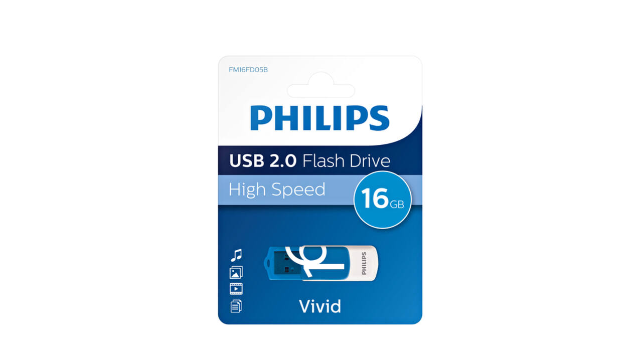 USB stick 2.0 Philips Vivid USB-A 16GB blauw