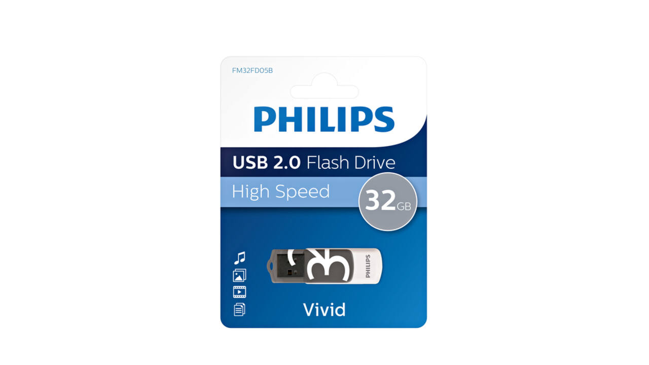 USB stick 2.0 Philips Vivid USB-A 32GB grijs