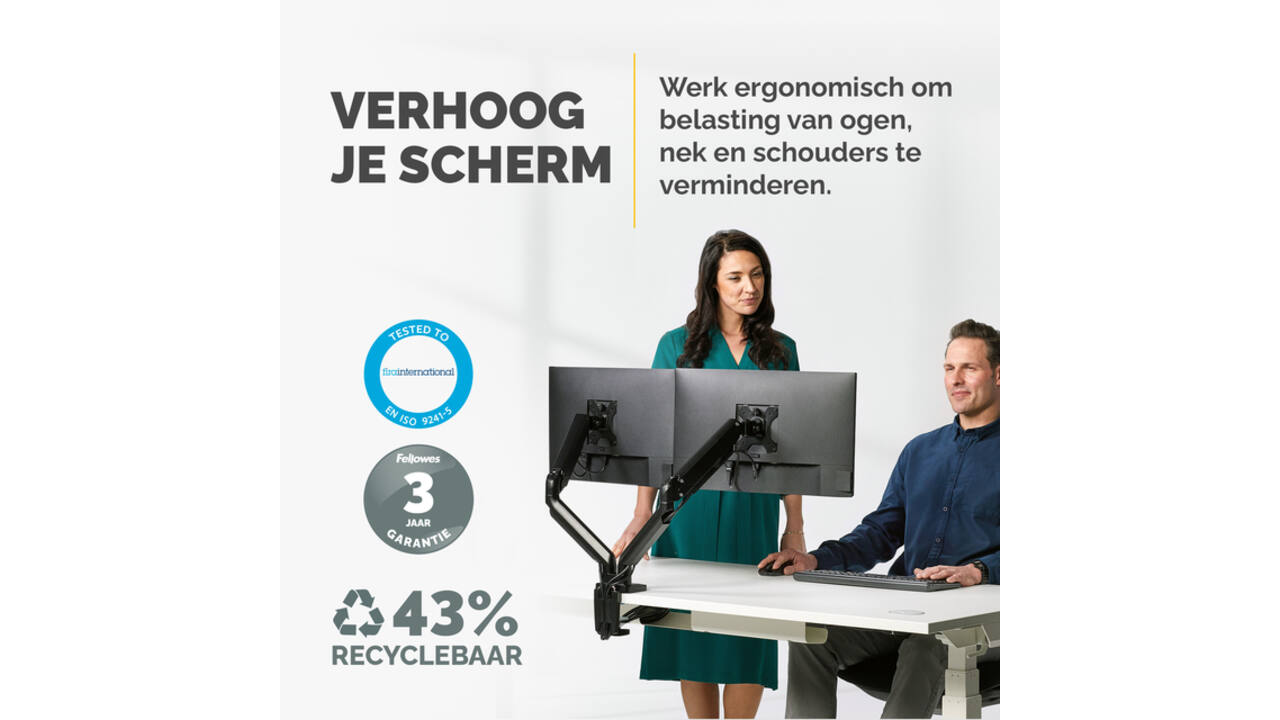 Monitorarm Fellowes Platinum Series dubbel horizontaal