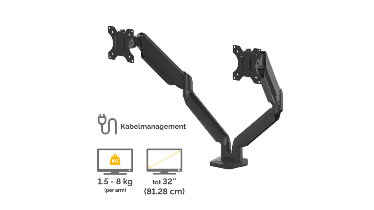 Monitorarm Fellowes Platinum Series dubbel horizontaal