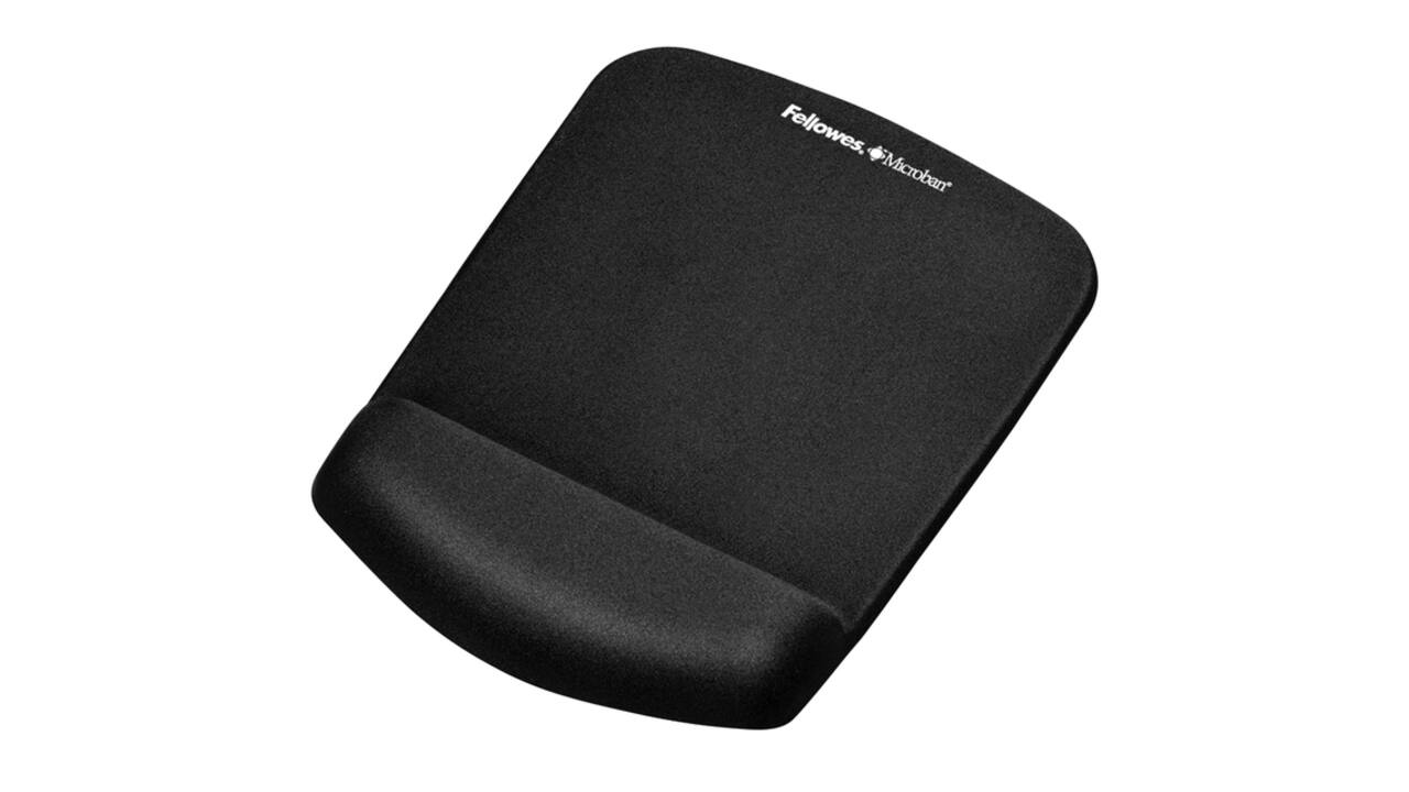 Muismat met polssteun Fellowes Plush Touch zwart