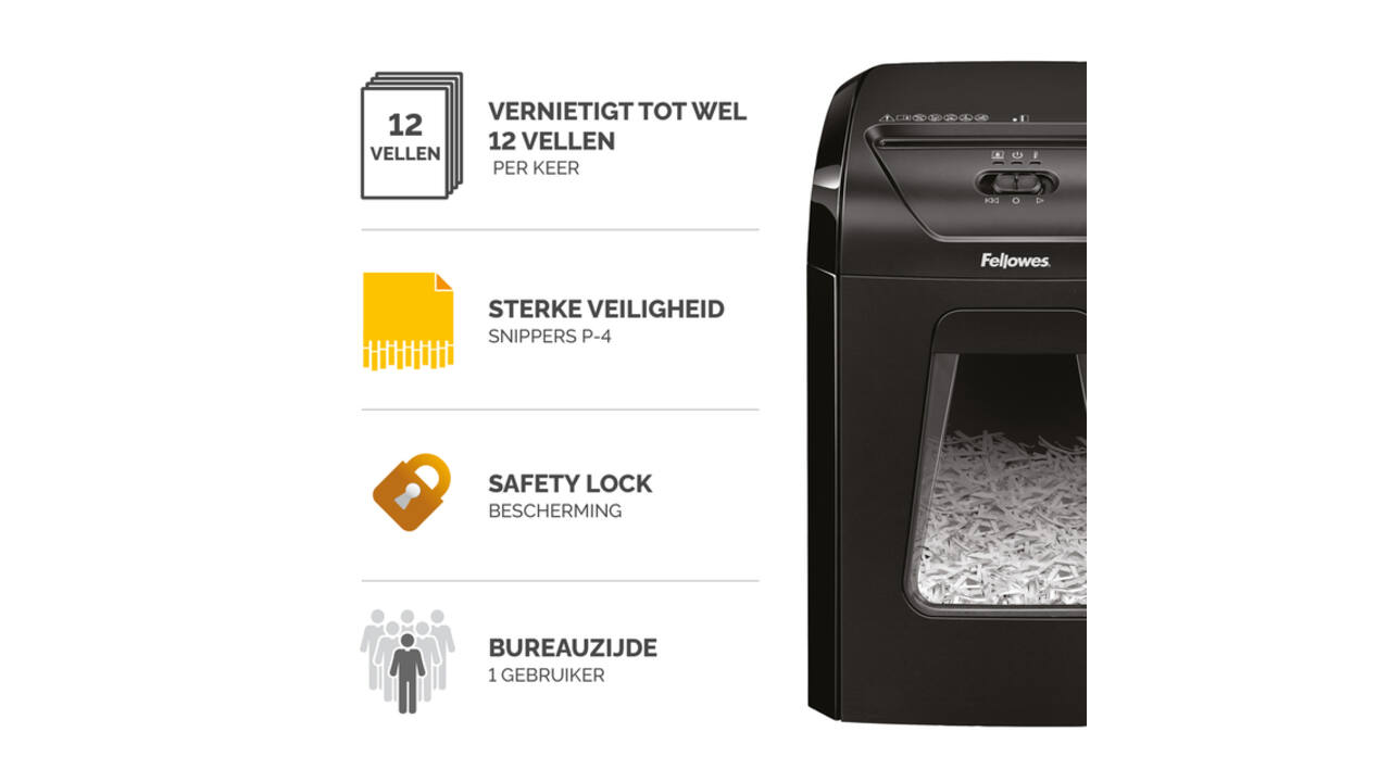 Papiervernietiger Fellowes Powershred 12C snippers 4x40mm