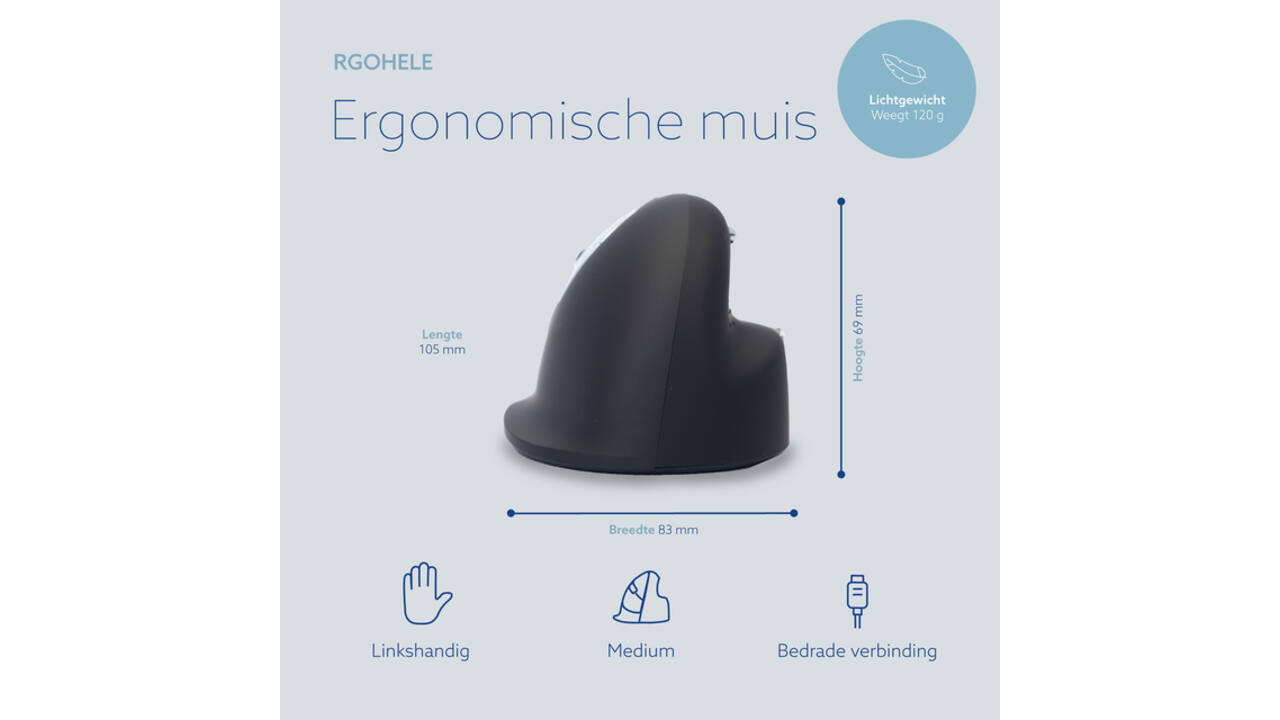 Muis R-Go Ergonomisch HE Break Draad Links M