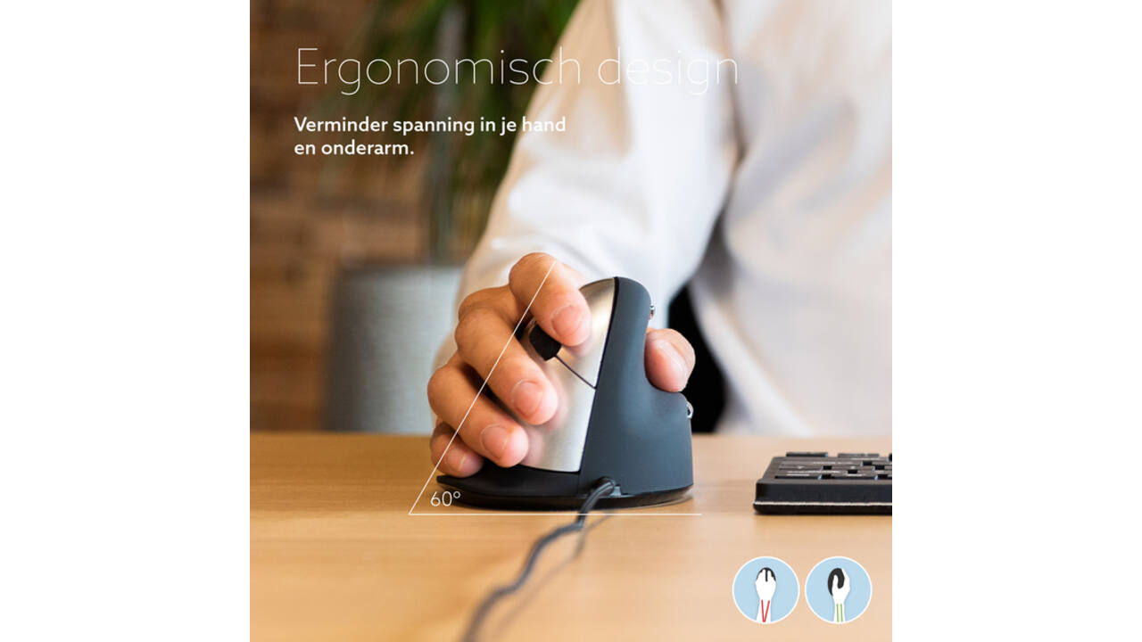 Muis R-Go Ergonomisch HE Break Draad Rechts L