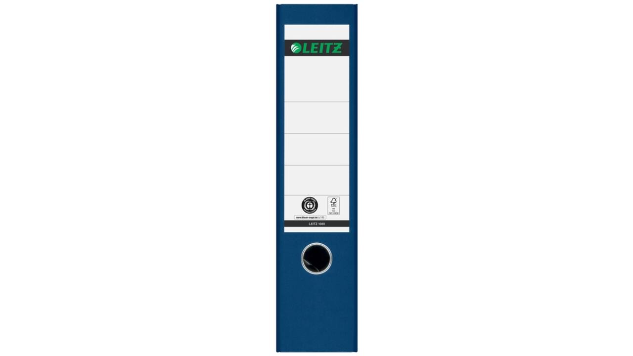 Ordner Leitz 1080 180° 80mm karton A4 blauw