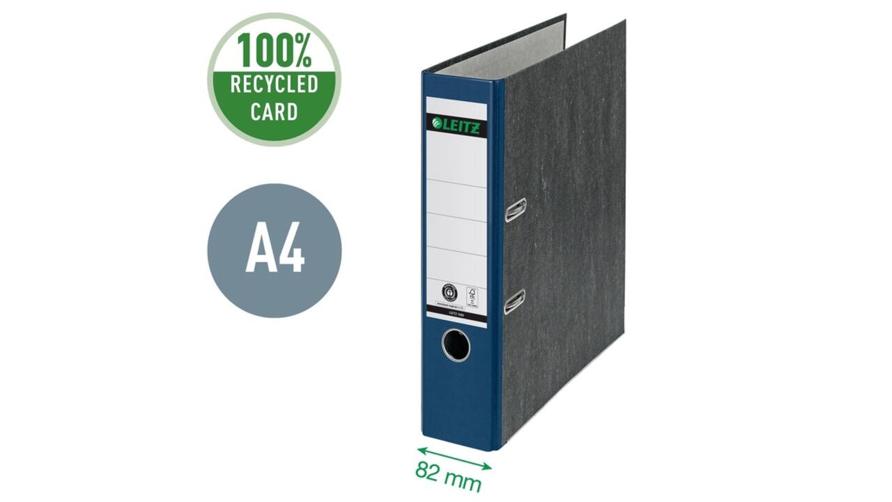 Ordner Leitz 1080 180° 80mm karton A4 blauw