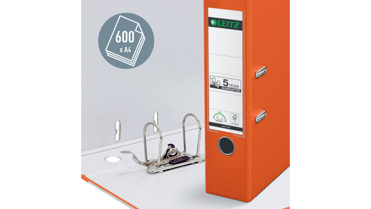 Ordner Leitz 1010 180° 80mm PP A4 oranje