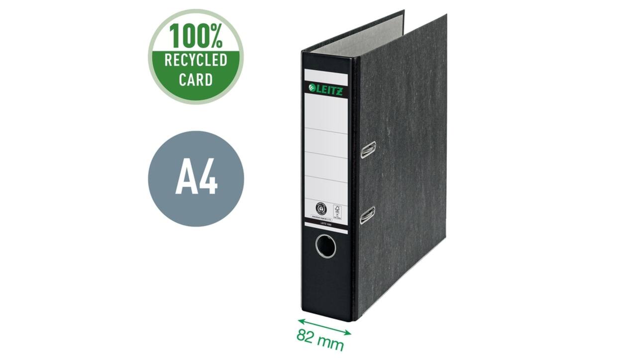 Ordner Leitz 1080 klassiek gewolkt 180° 80mm karton A4 zwart