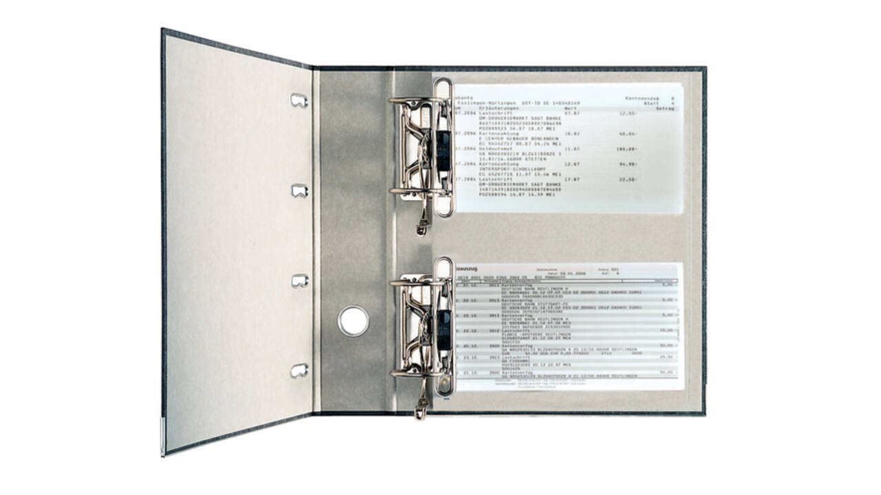 Ordner Leitz 1092 giro-bank met dubbele mechaniek 75mm karton A4 zwart